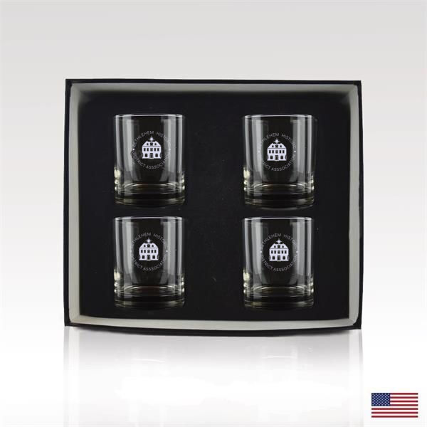 Old-Fashioned Glassware, Set of 4 Etched 11oz Glasses w/ Gift Box Thumbnail